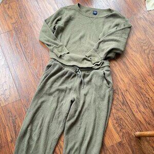 gap womens waffle knit jogger & top